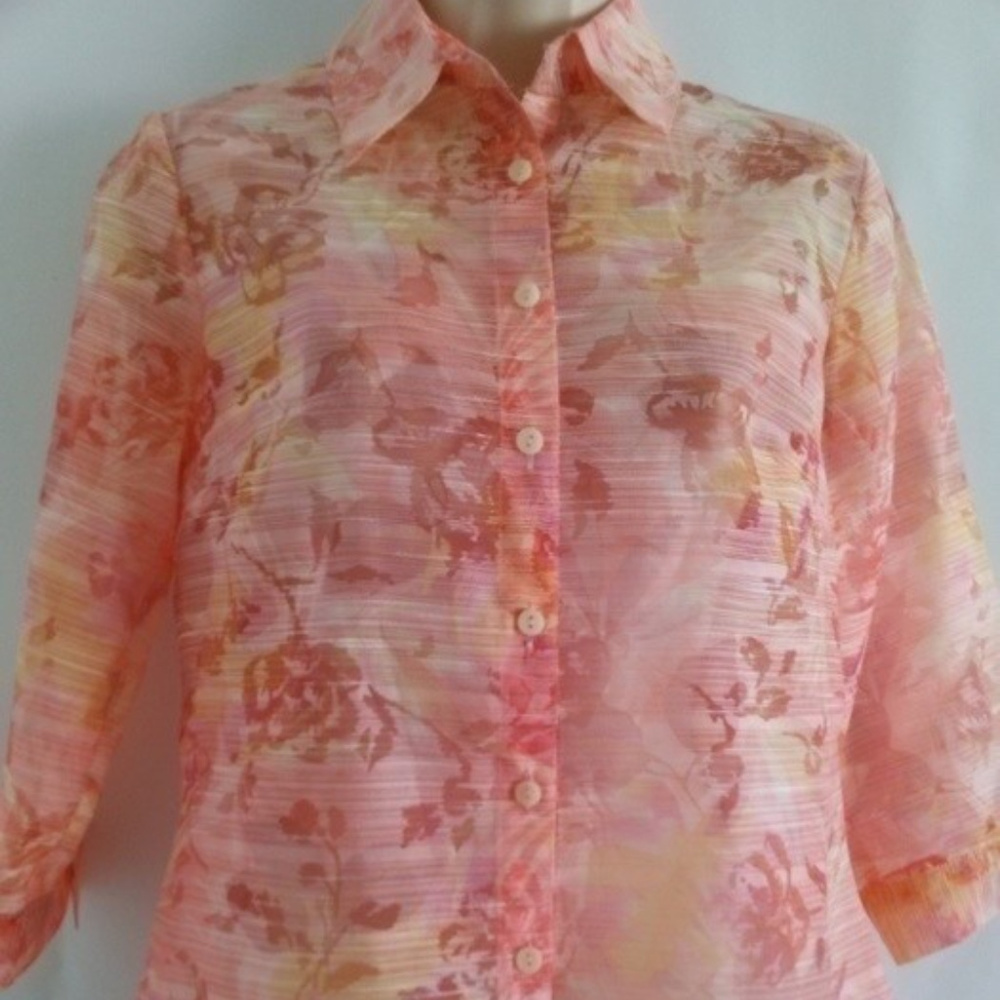 NWT Dana Taylor ¾ Sleeve Peach Pink Spring P Small